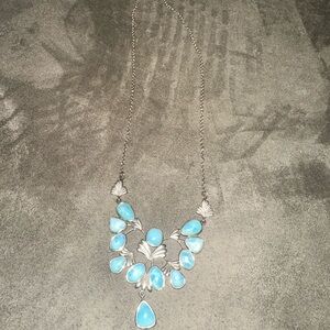 Sterling silver Larimar necklace with bracelet set